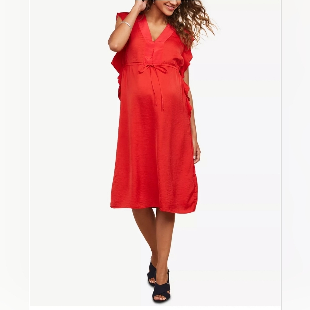 Reg $125 Motherhood Maternity Flutter Sleeve Dress size M